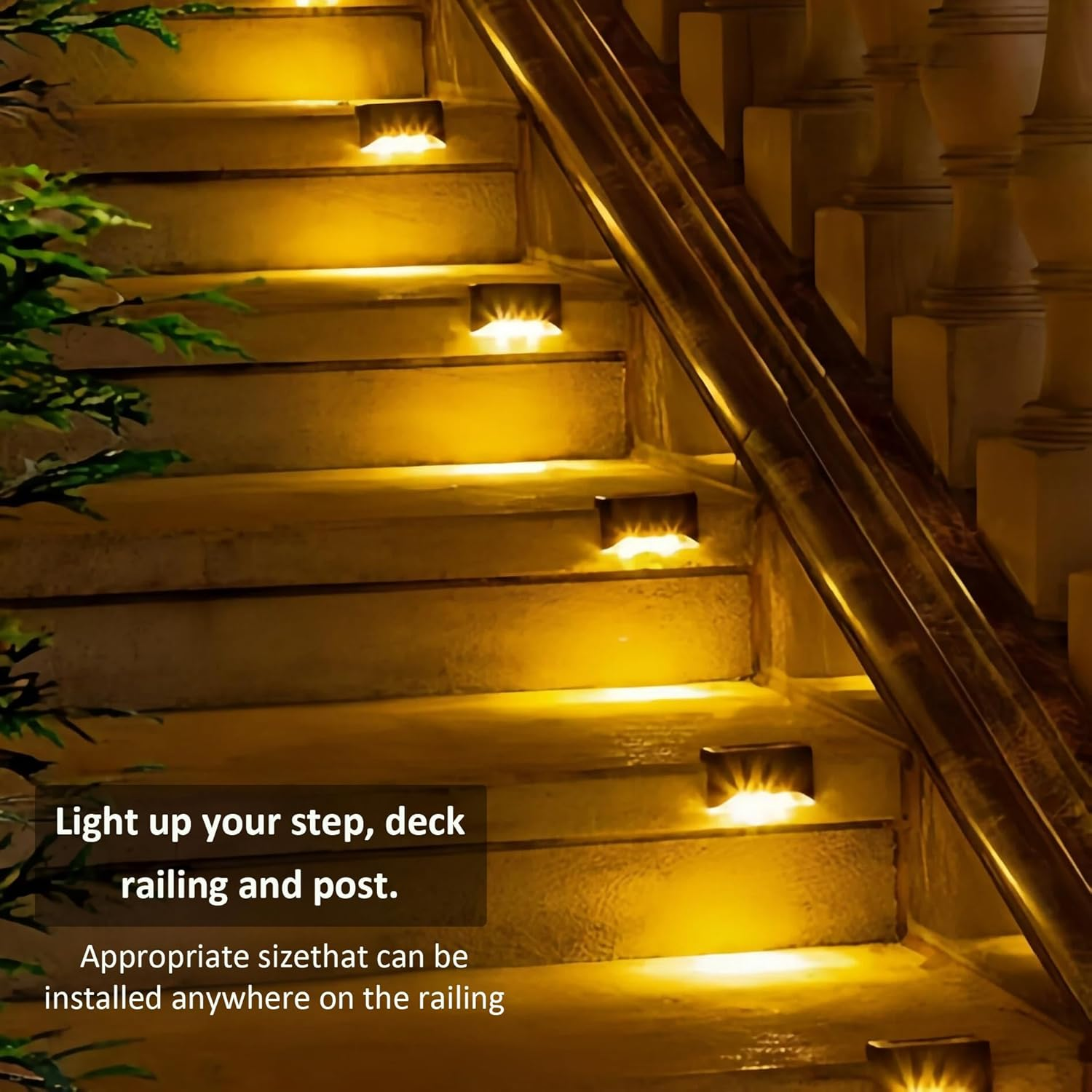 16 Pack Solar Fence Lights Outdoor, Solar Garden Lights Outdoor Waterproof Fence Light for Deck, Stairs, Step, Fence, Yard, Patio, Backyard, Pathway,Driveway (Warm White) image number 3