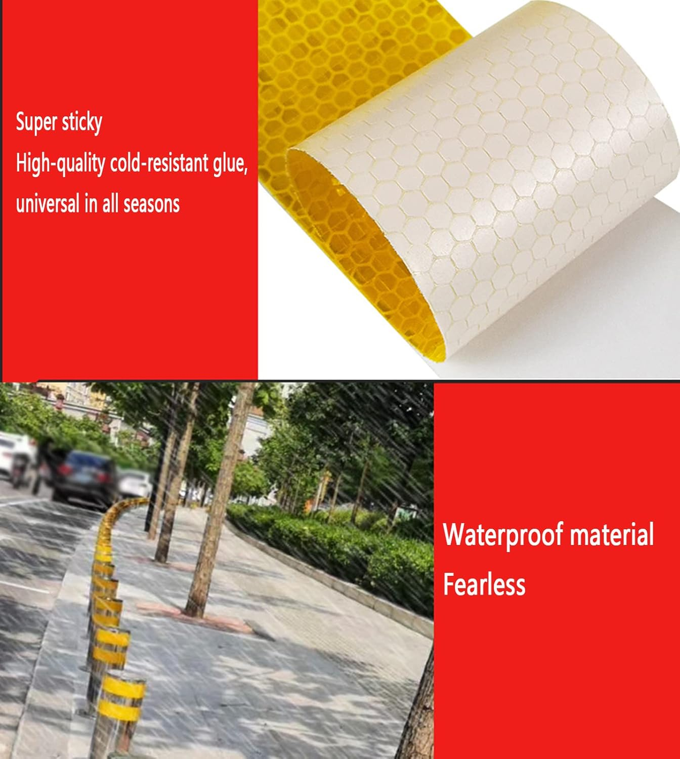 Reflective Tape Reflective Tape Warnig Tape Self-Adhesive High Intensity Reflective Sticker(Red) - Oranje image number 6