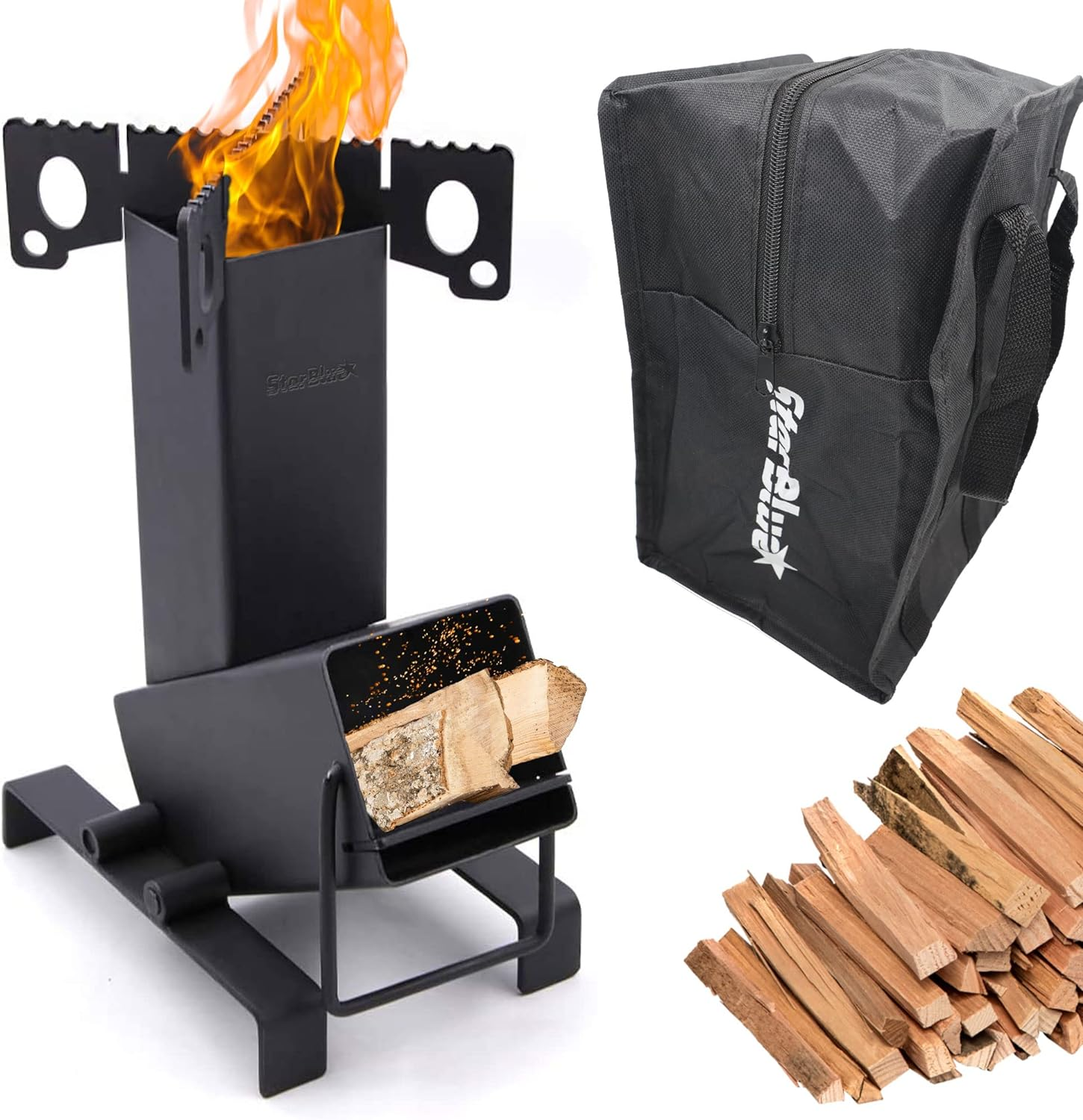 Starblue Collapsible Rocket Stove by with FREE Carrying Bag - a Portable Wood Burning Camping Stove with Large Fuel Chamber Best for Outdoor Cooking, Camping, Picnic, BBQ, Hunting, Fishing image number 3