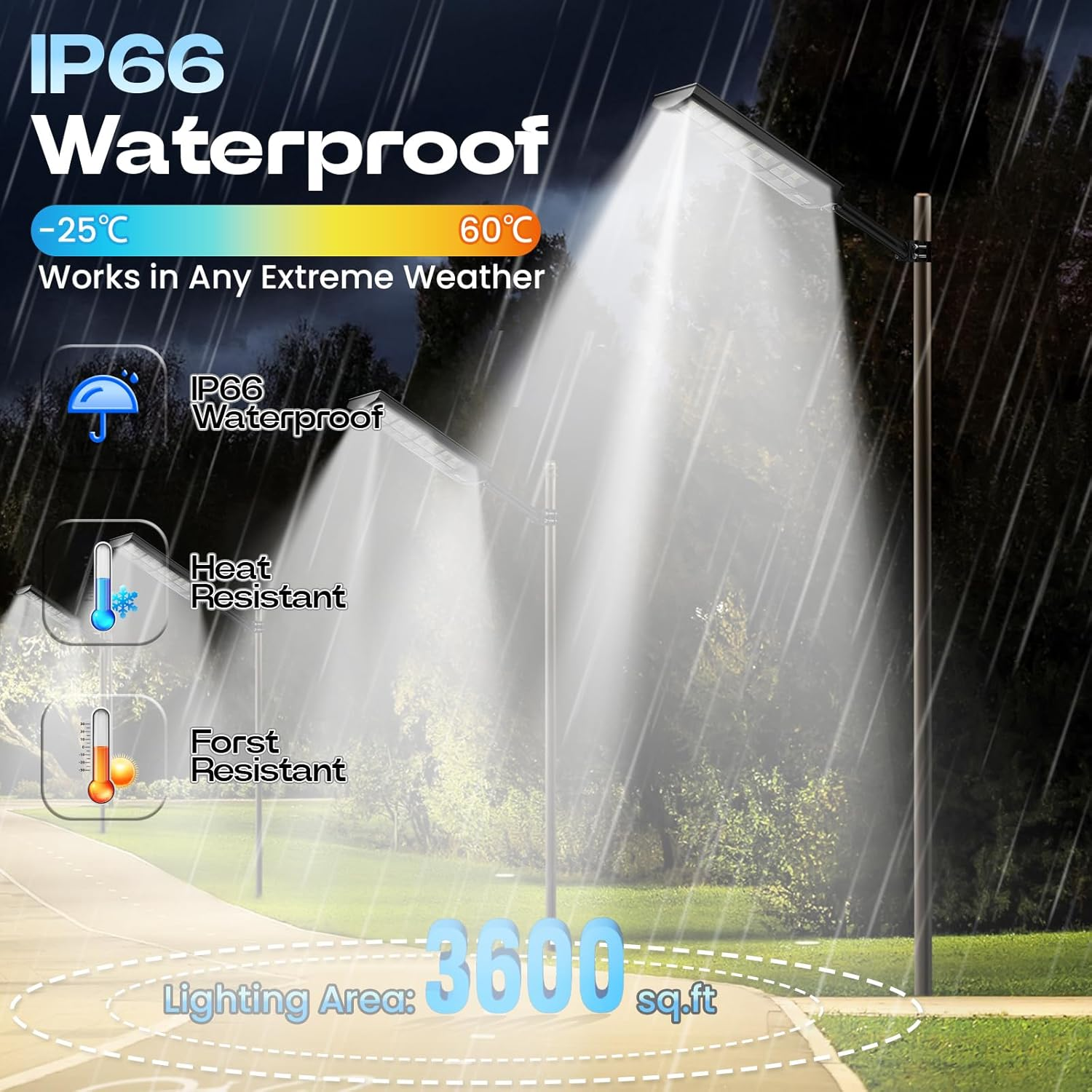 Solar Street Lights,2800W Solar Parking Lot Lights Commercial Grade 480000LM Solar Lights Outdoor Waterproof Dusk to Dawn Outdoor Lighting Motion Sensor with Remote Control image number 5