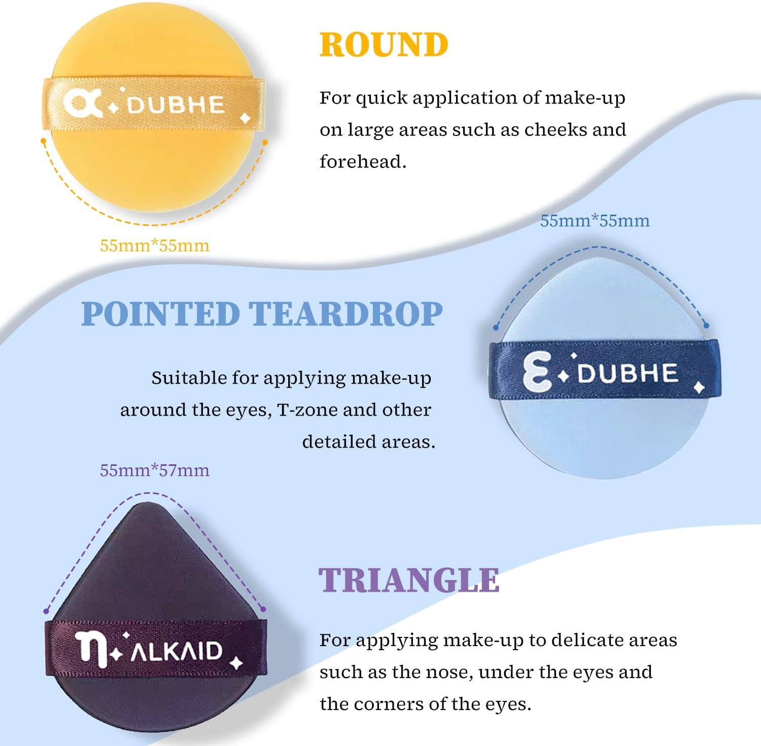 TORMEN 7 Pcs Air Cushion Makeup Sponges,Seven Star Cushion Powder Puff,Latex Free, Multi Shaped Blender Wet & Dry Beauty Tool Set,Suitable for All Cosmetics Foundation, BB Cream, Blush, Powder (Mixed) image number 2