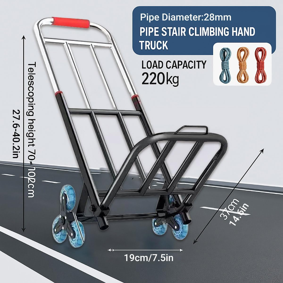 AIMALL Heavy-Duty Folding Hand Cart Trolley with Adjustable Handle, Portable Supermarket Shopping Cart for Groceries and Luggage image number 3