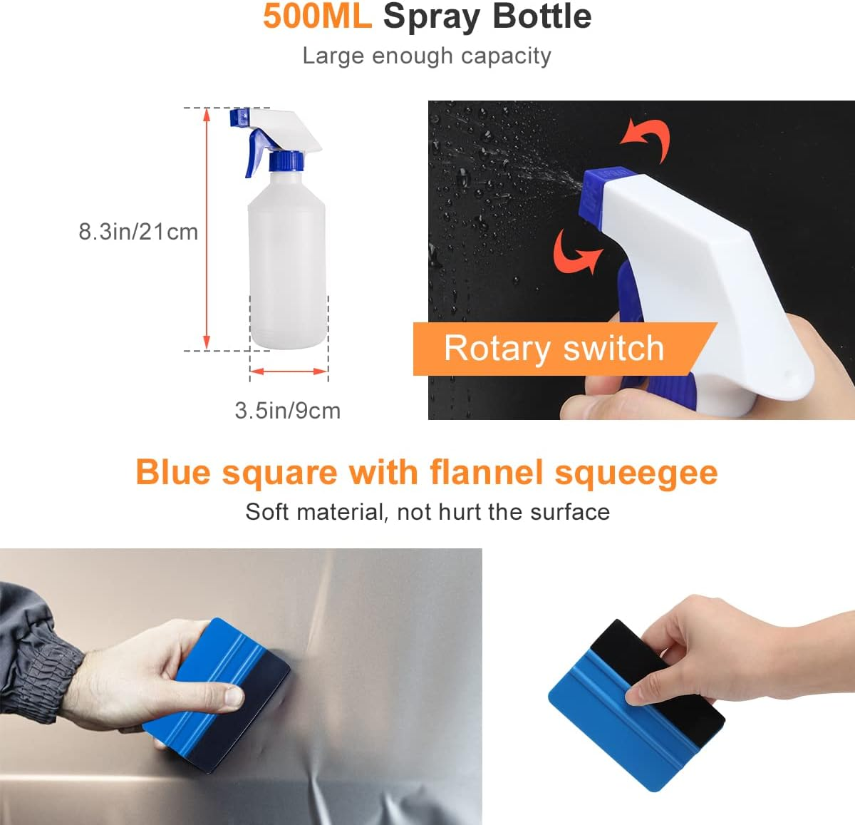 Luxiv Window Tint Application Tools Kit, 9 Pcs Vehicle Glass Protective Film Installing Tool, Car Squeegee, Automotive Scrapers (B) image number 3