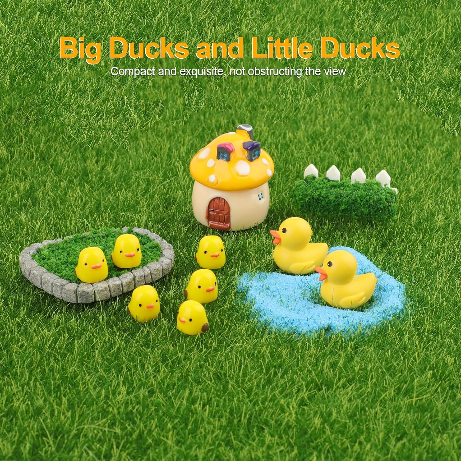 Cute Car Rearview Mirror Accessories, 20 PCS Mini Ducks Car Dashboard Decorations, Cartoon Animals for Automotive Interior Ornaments, Window Edges, Home Decors (Duck) image number 4