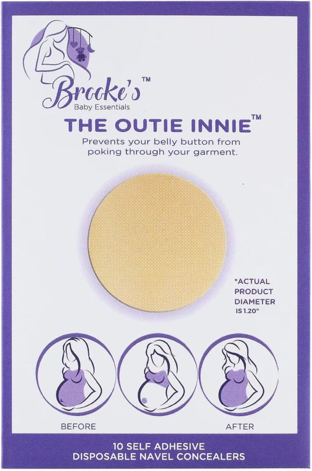Brooke'S Belly Button Covers &ndash; 10 Count | Pregnancy Essentials for under Maternity Wear, Skintone image number 3