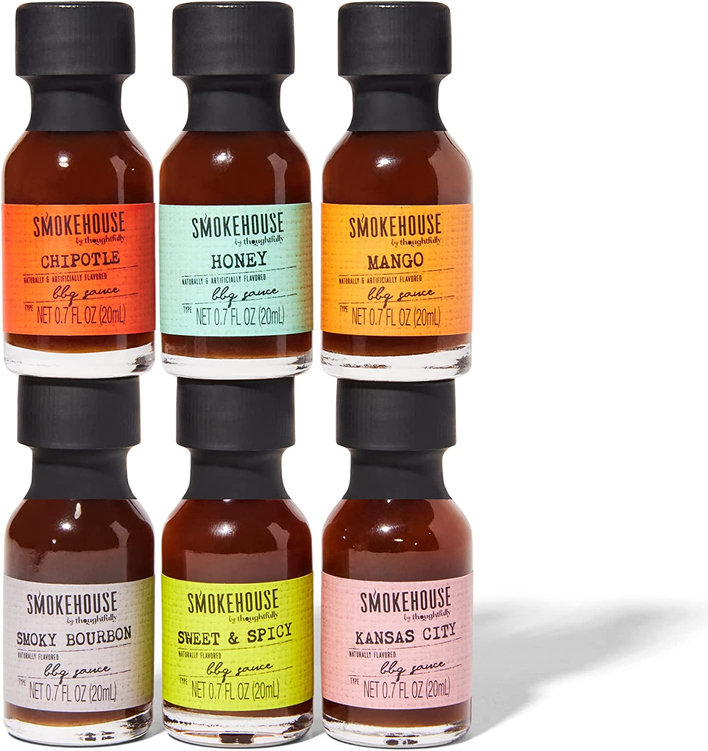 Smokehouse by Thoughtfully, Gourmet Mini BBQ Sauce Gift Set, Flavours Include Honey, Chipotle, Sweet & Spicy, Smoky Bourbon, Mango, and Kansas City, BBQ Sauce Variety Pack, Set of 6 image number 5