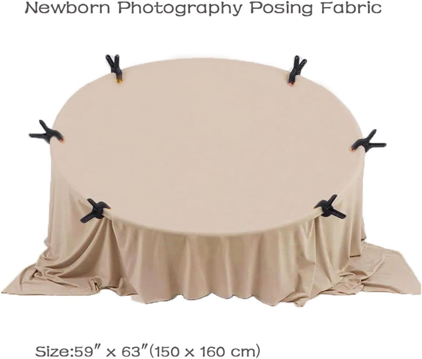 Orraphtstu Newborn Photography Posing Fabric Baby Beanbag Backdrop Props Stretch Blanket for Professional Studio Photoshoot (Beige) - Black image number 4
