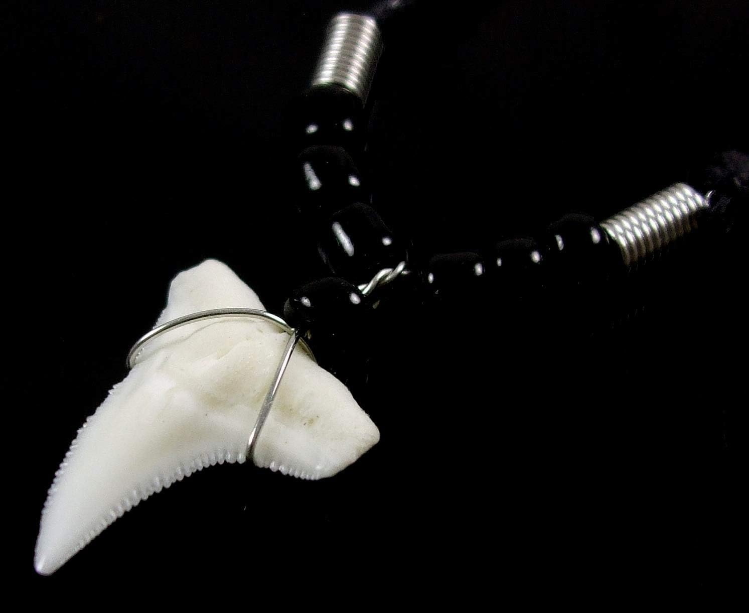 Swimmi Genuine Shark Tooth Necklace, Mako Shark Tooth Necklace for Men, Cool Seed Beads Beach Necklace for Men and Women (AA213), Shark Tooth, Shark Tooth image number 1