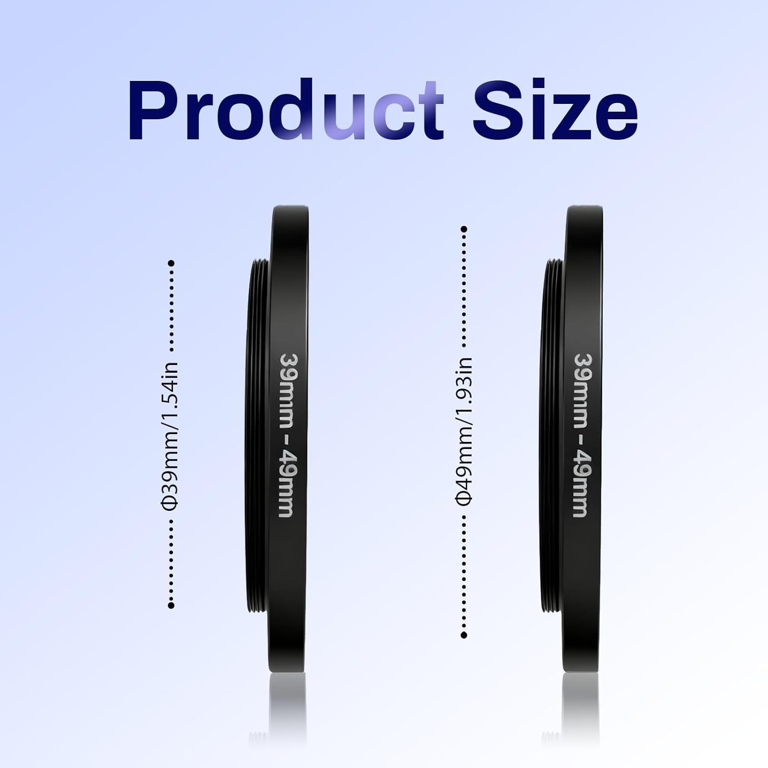 39Mm to 49Mm Lens Filter Adapter Ring, Metal Step up Ring Adapter Filter Stepping Rings Fits 39Mm Lens to 49Mm Dslr/Digital Cameras & UV/CPL/ND Filters image number 4