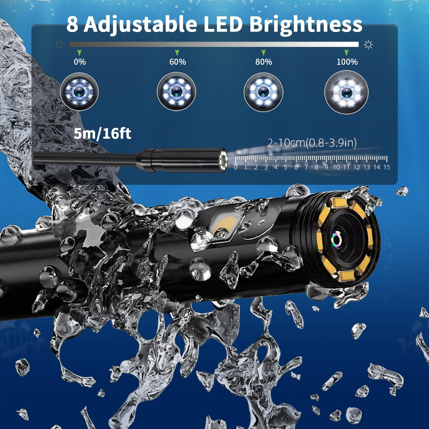 Congeowe Endoscope Camera with 4.3" IPS Digital Zoom Screen, 1920X1080P HD Inspection Camera with Light, Boscope with 5M Cable, IP67 Waterproof Endoscope for Automotive Repair, No App/Wifi Required image number 2