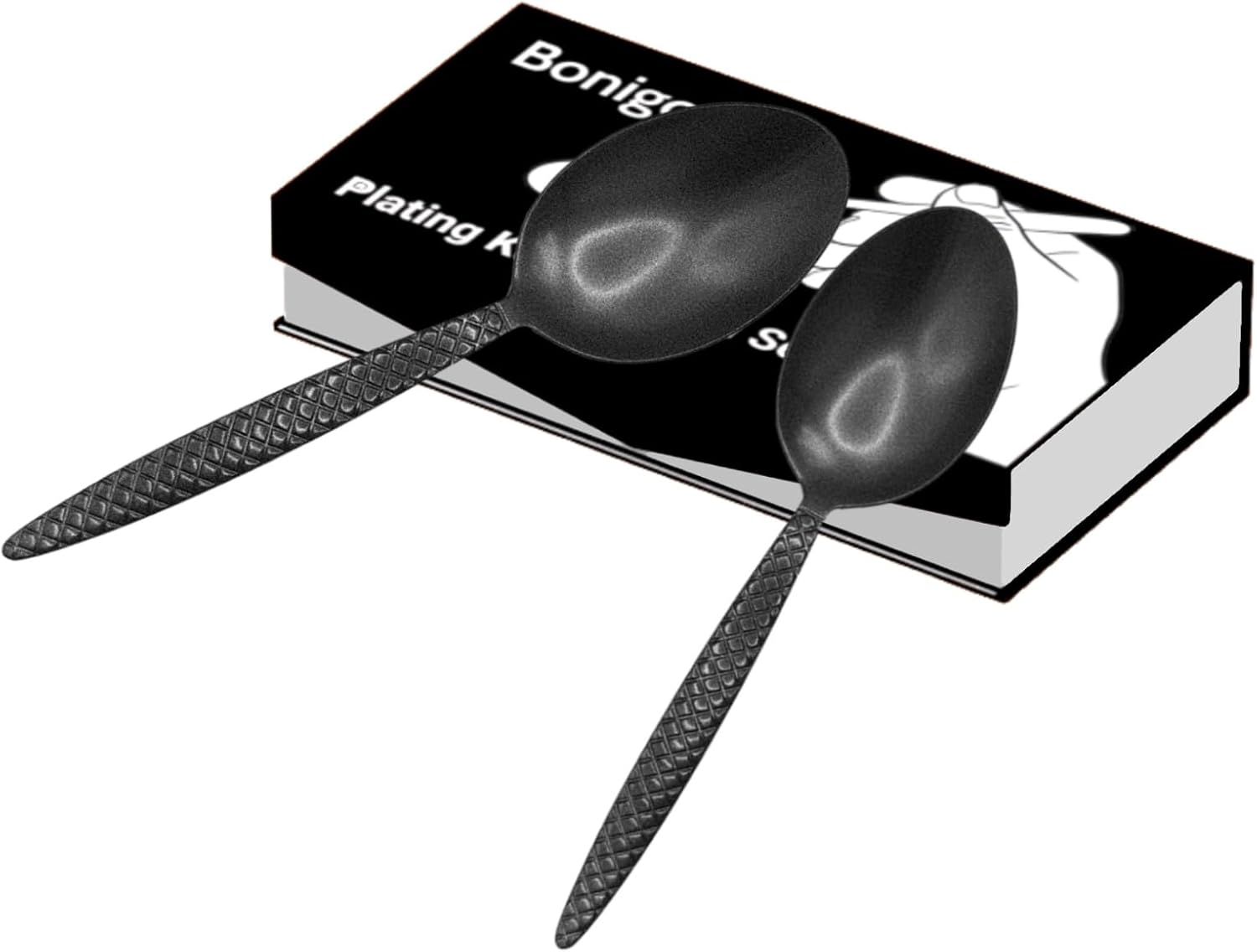 Bonigour Chef Kunz Spoons - 18/10 Stainless Steel Professional Set for Basting, Plating, Quenelle, Serving, Sauces| Vintage-Inspired Chef Spoon Set| Culinary Plating Tools with Non-Slip Grip (Black) image number 3