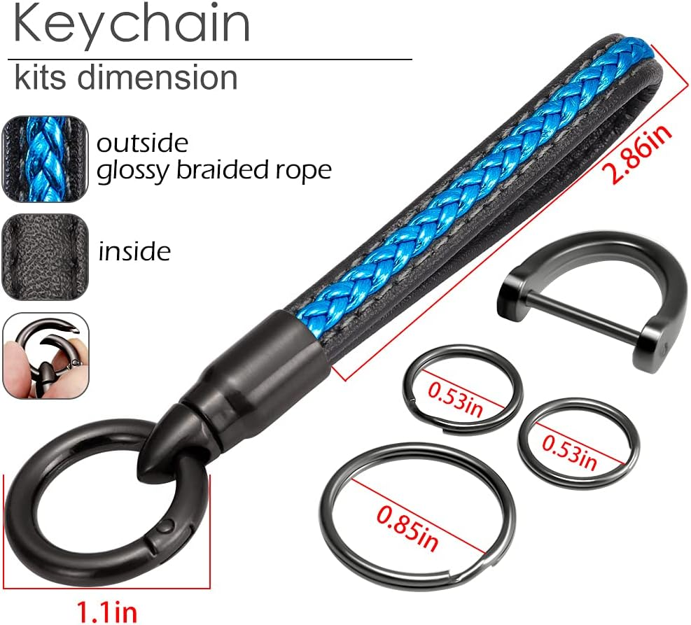 Lcyam Key Fob Cover Case with Leather Key Holder Keychain for Mazda 2024 2022 2023 3 6 CX-30 CX-5 Cx-9(Blue) - Blue image number 4