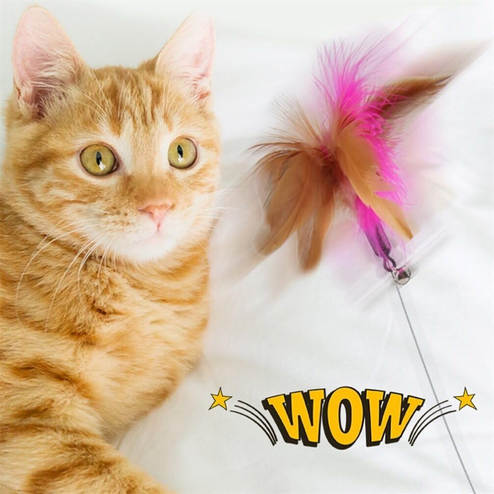 Alipis Interactive Cat Wands Cat Teaser Wand Collar Toys Silicone Collar Hands Toy Interactive Kitten Toys with Bell for Play and Exercise Interactive Cat Toys