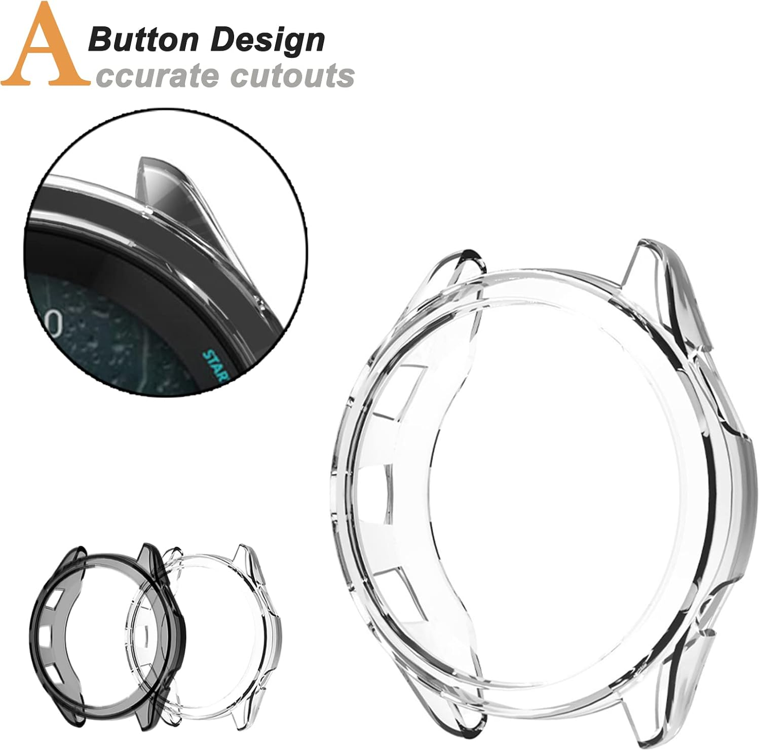 Miimall (2 Pack) Compatible for Garmin Forerunner 965 Case, Scratch-Resistance TPU Military Protection Translucent Cover Case for Garmin Forerunner 965/ Garmin 965 (Clear+Black) - Clear+Clear image number 2