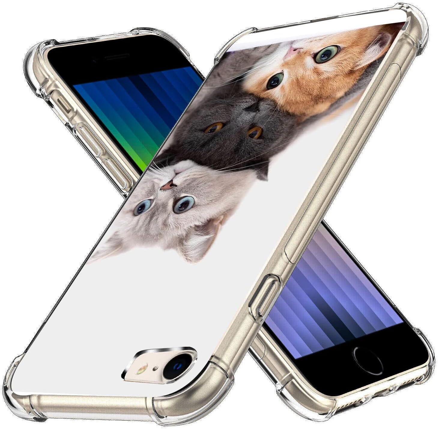 Iphone SE 3Rd Gen 2022 Case,Beaucov Brown Cute Cat Drop Protection Shockproof Case TPU Full Body Protective Scratch-Resistant Cover for Iphone SE 3Rd Gen 2022,SE 2020,Iphone 7 8