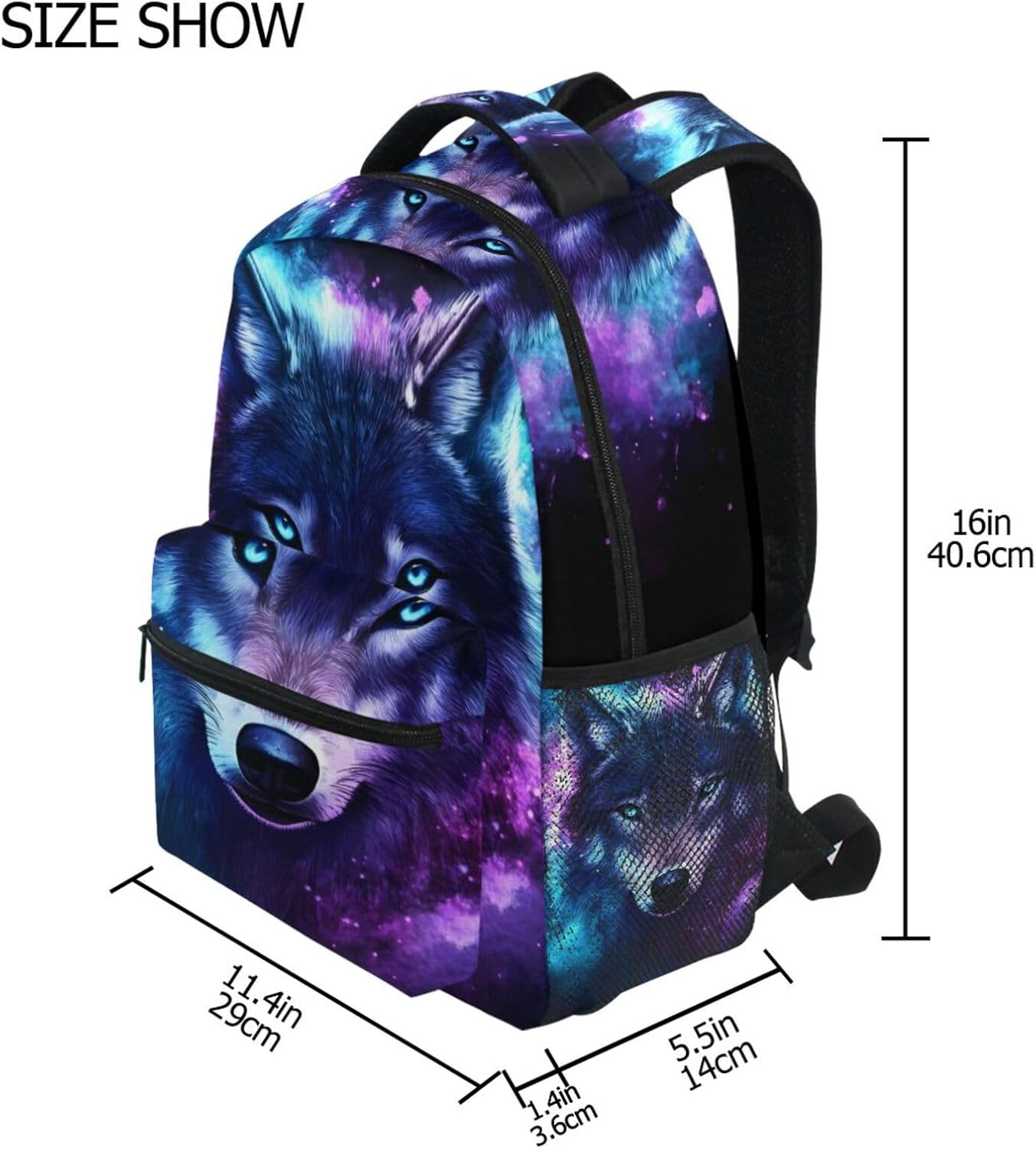 QGBYMX Wolf Portrait Galaxy Backpack for School Girls Boys - Book Bag Laptop Travel Backpack Daypack S image number 2