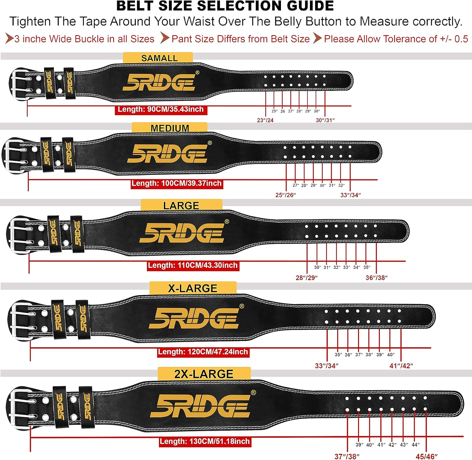 Weight Lifting Belt for Gym Leather Lifting Belt Padded Lumbar Support Adjustable Holes Powerlifting Bodybuilding Deadlift Squat Exercise Workout Men Strength Training Belt image number 1