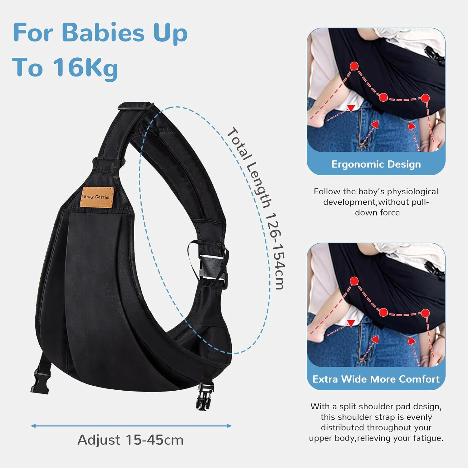 Baby Carrier Sling - Upgraded Ergonomic Design, Adjustable & Comfortable Infant to Toddler Wrap (0-36 Months) with Non-Slip Hip Seat, Lightweight & Breathable for Secure Travel, Shopping, and Daily Use in UAE &ndash; Your Safe & Baby Carrier Essential image number 4