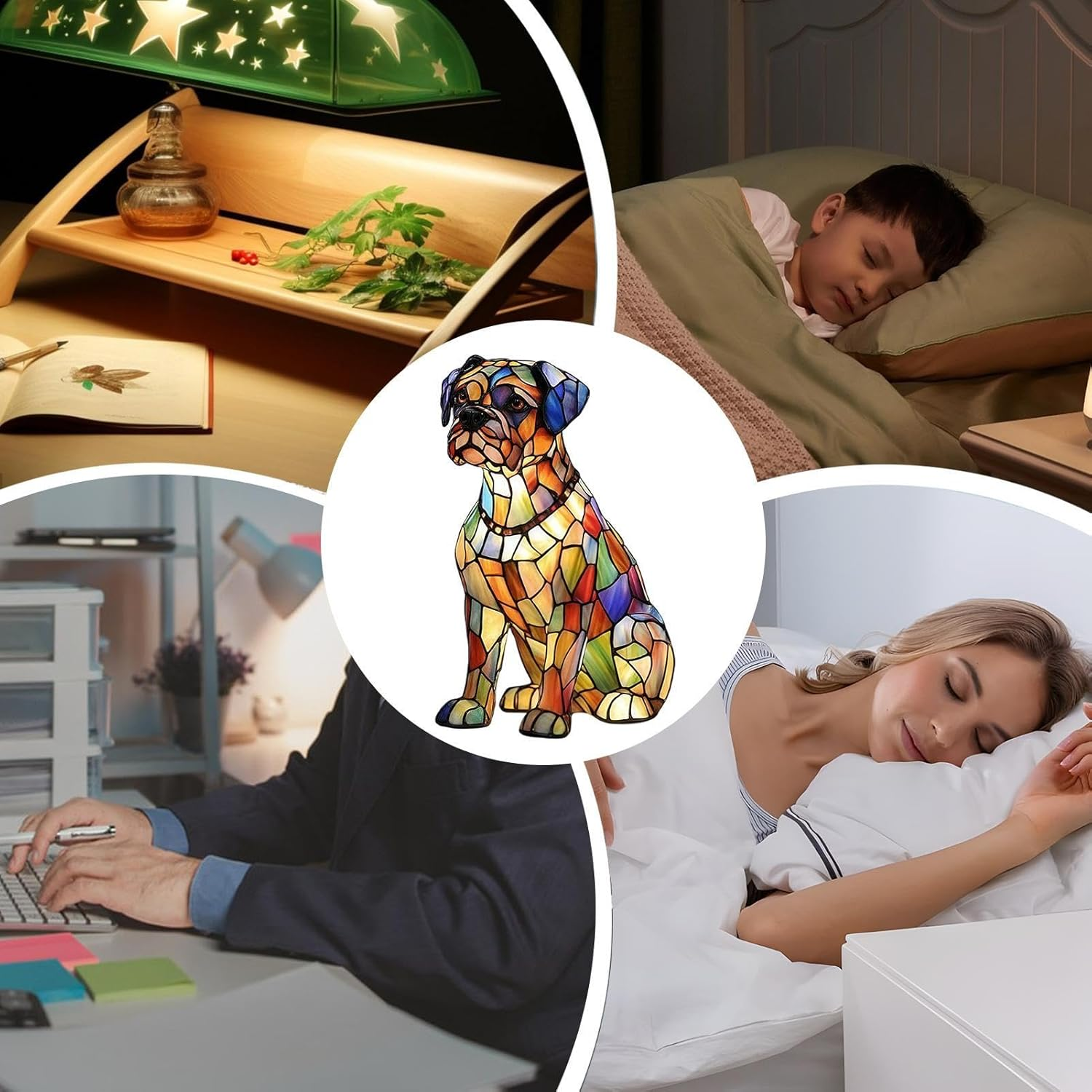 LED Table Light, Night Light Resin Themed Dogs for Bedside, Rechargeable LED Atmosphere Lamp for Bedside Table in Bedroom and Children'S Room image number 4