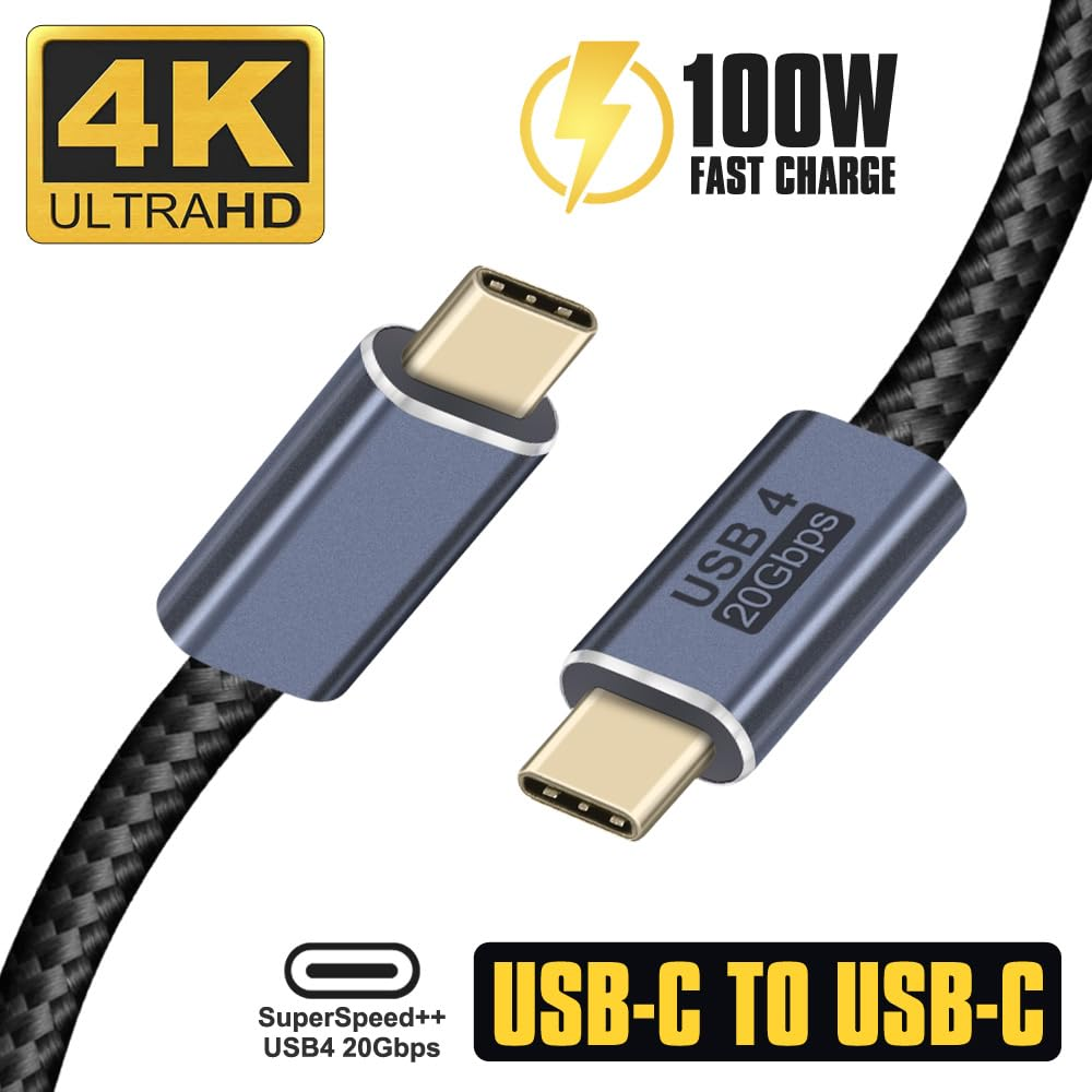Eastele USB4 Cable, 2 Meter, Supports 4K@60Hz Video/ 100W Charging / 20Gbps for Thunderbolt 4 3 Cable PD3.1 Fast Charge USB-C to USB Type-C Cable Macbook Pro Air Ipad Samsung Lenovo Dell HP Laptop image number 3