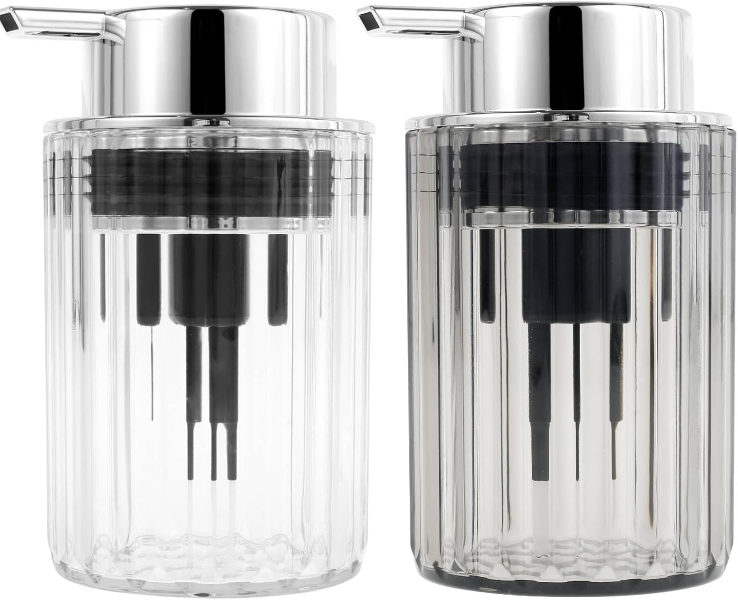 Foaming Soap Dispenser with Pump Refillable Glass Foaming Hand Soap Pump Delicate Foaming Soap Dispenser Clear for Kitchen Bathroom Hand Soap Pump Dispenser for Essential Oil Shampoo (1, Silver)