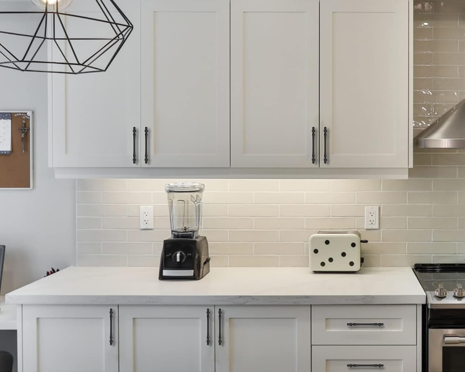 Amerdeco 10 Pack Matte Black Zinc Cabinet Pulls 5 Inch(128Mm) Hole Center Cabinet Hardware Kitchen Cabinet Handles for Bathroom Drawer Pulls Dresser Pulls ZH0014 image number 4