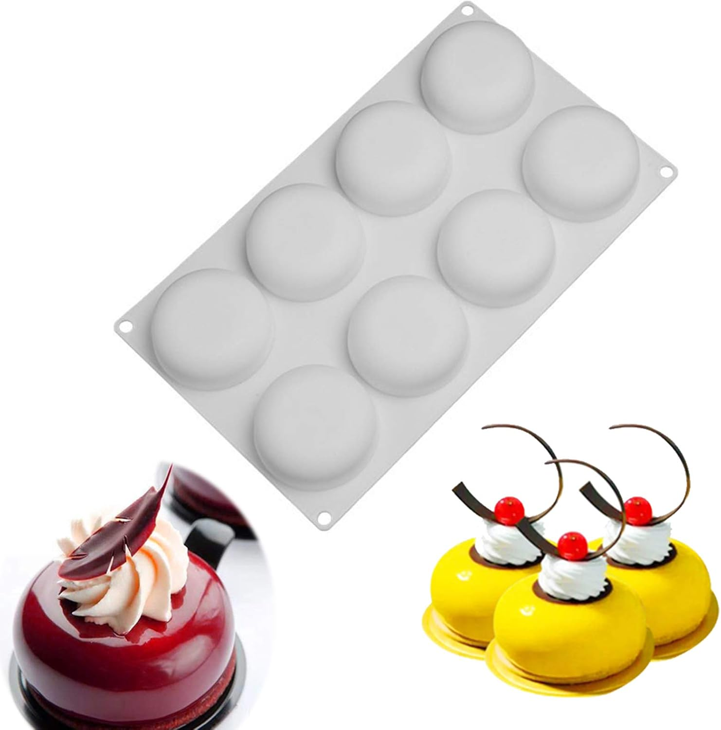 Silicone Cake Mold for Baking，8 Holes 3D Stone round Shape Silicone Mousse Cake Pop Form,Non-Stick Candy Chocolate Jelly Baking Mould Tray,Pastry Cheesecake Pudding Bread Decorating Tool for Homemade image number 2