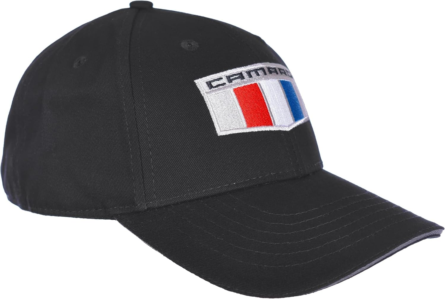 JH DESIGN GROUP Men'S Chevy Camaro V-Flags Logo Cap Adjustable Black Hat, Black, One Size image number 1