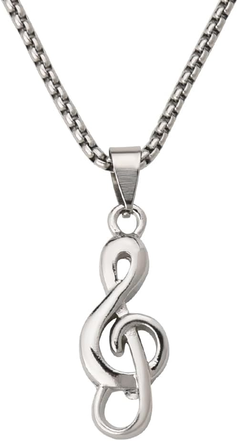 Music Notes Necklace for Music Lovers Musicians Graduation Gifts for for Best Friend Daughter Son Christmas Birthday Gifts for Music Teachers Students Silver Hip Hop Music Note Pendant Necklaces