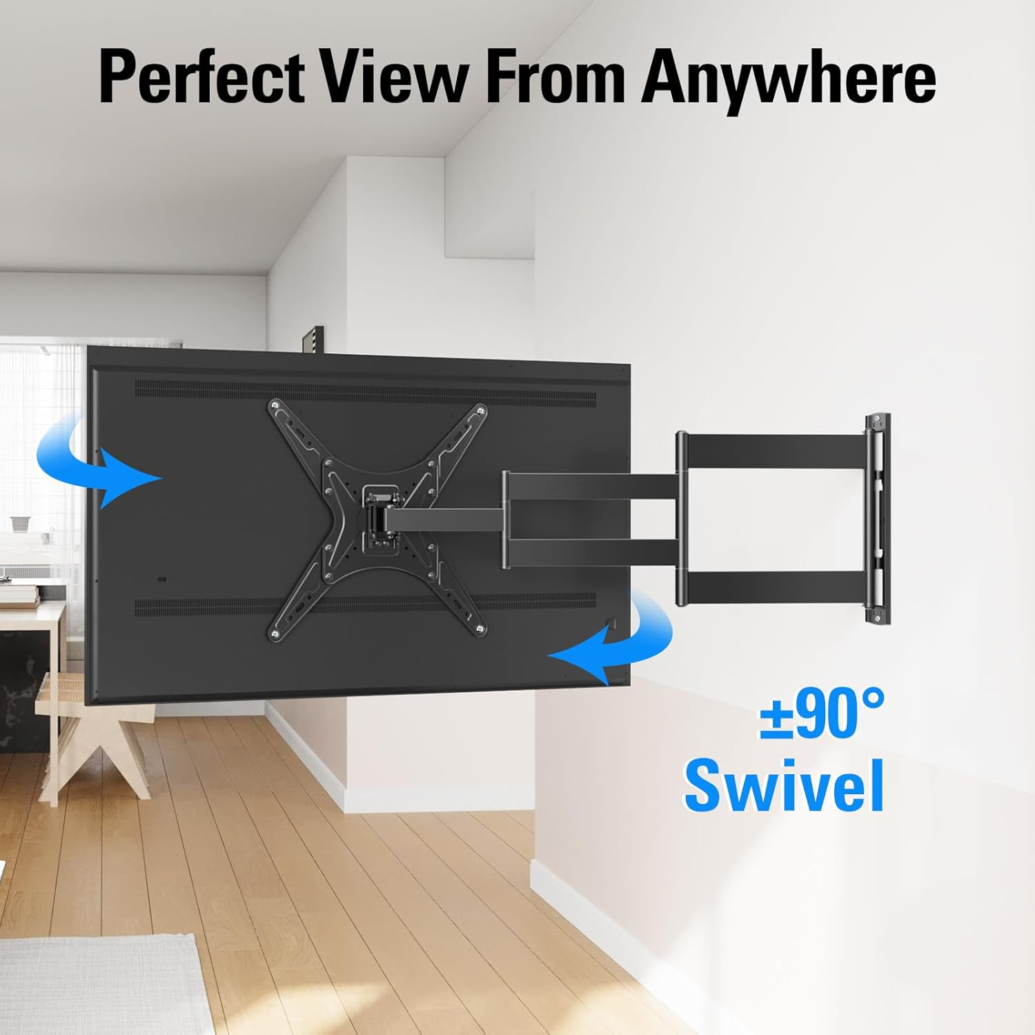 MOUNTUP Long Arm TV Wall Mount for Most 26-65 Inch Tvs, Corner TV Mount with 37.4 Inch Extension Arm, Smooth Swivel Tilt Single Stud Full Motion TV Bracket Max VESA 400X400Mm, Holds to 77 Lbs, MU0047 image number 2