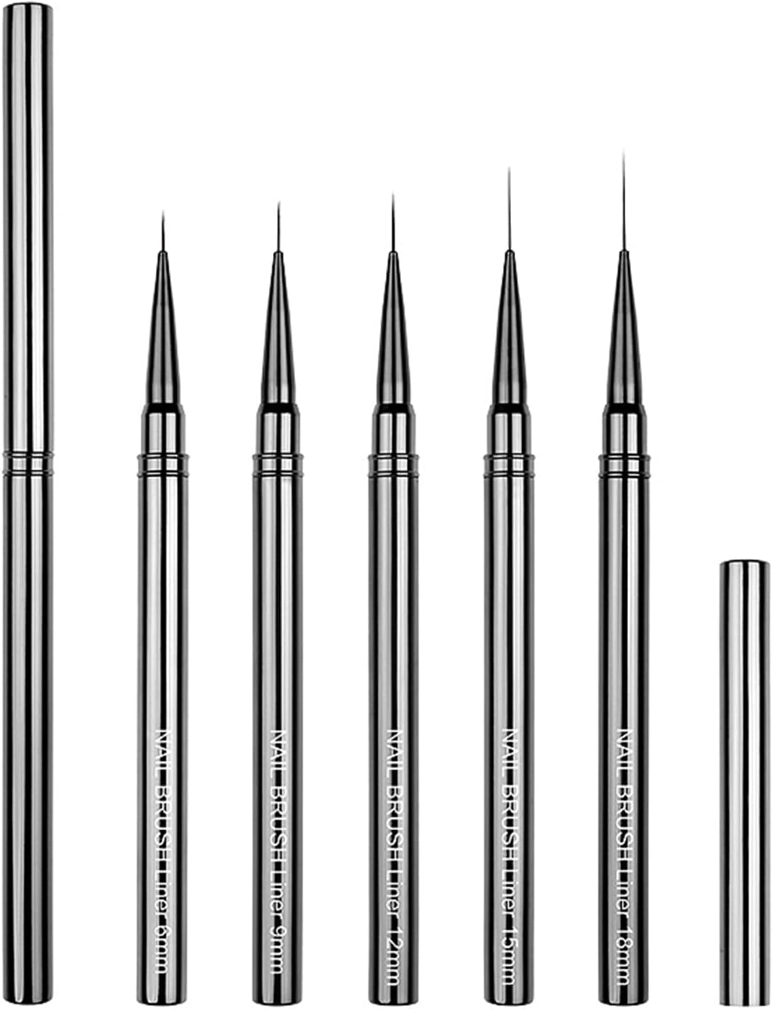 5 Pcs Nail Art Liner Brushes Set, Fine Detail Thin Liner Brushes for Professional Gel Polish Painting, Nail Art Brushes (6/9/12/15/18 Mm) image number 6