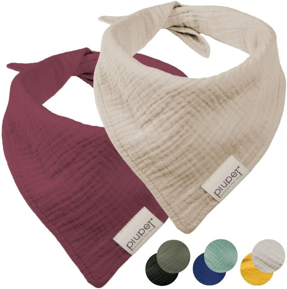 Piupet&reg; Dog Bandana (S) I 58 X 40 X 40 Cm I Set of 2 Dog Bandanas I Dog Neckerchief Large Dogs I Stylish Bandana Large and Small Dogs I Beige/Red image number 4