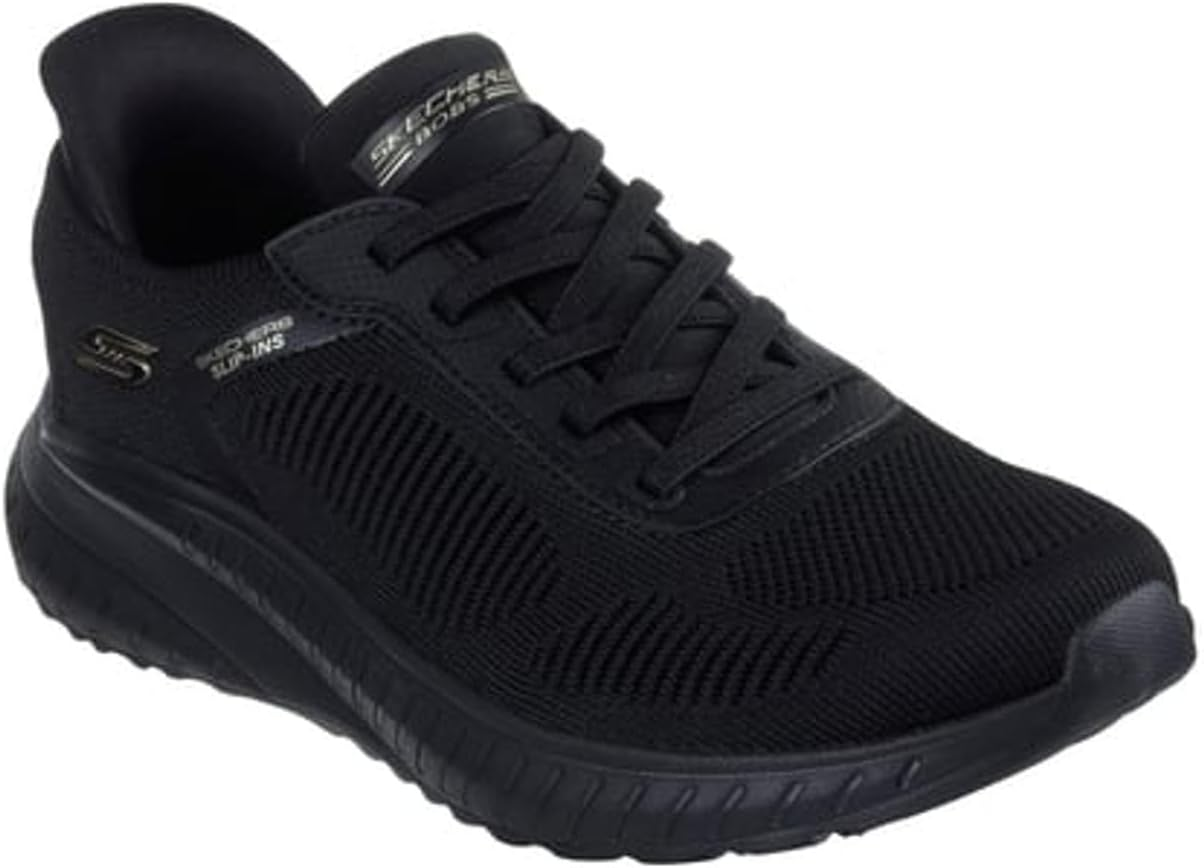 Skechers Women'S Hands Free Slip-Ins Bobs Squad Chaos-Current Muse Sneaker, Black/Black, 7 Wide image number 2