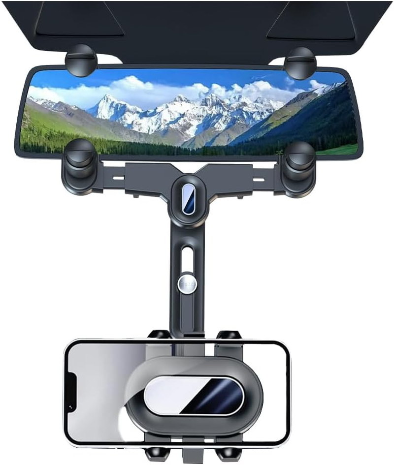 Turcee Car Rearview Mirror Navigation Phone Holder, 360 Rotatable and Retractable, for Iphone, Samsung Galaxy & All Smartphones image number 1