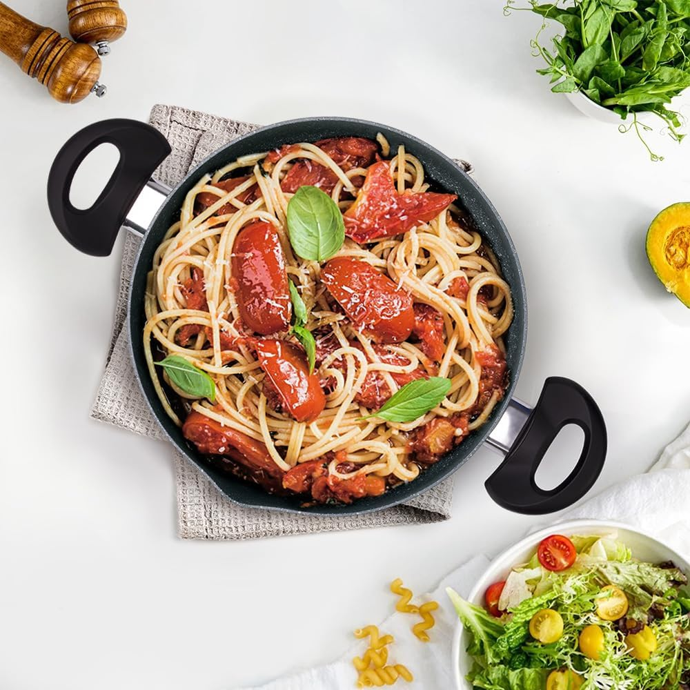 Non Stick Pot Cooking Stock Pots Saucepan Multipurpose Cast Cookware Set Pan with Strainer Glass Lid 3.2 Qt Two-Handled for Soup Noodle, Induction Comptable, PFOA Free 2025 New 20CM(3.0L) image number 5