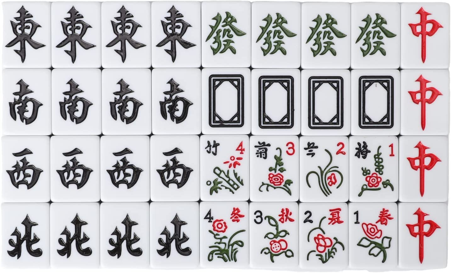 Lesolar Large 42Mm Classic Chinese Mahjong Set 144 Tiles with Case, Portable, Adults/Adolescents, 4 Players, White, English, Manual, None, 37Mm X 29Mm X 4.7Mm image number 1
