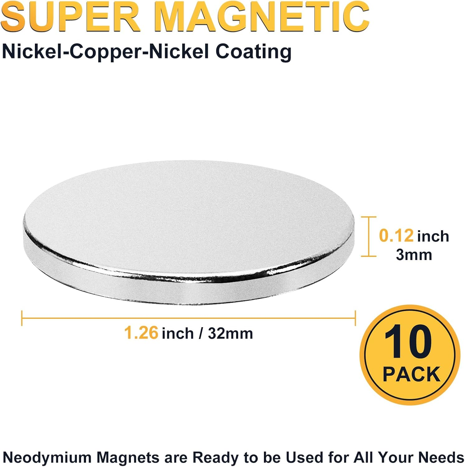 UCINNOVATE Neodymium Disc Magnets, 32X 3Mm Rare Earth Powerful with Double-Sided Adhesive for Wall, Fridge DIY Whiteboard, Cute Locker Magnets 6 Pack image number 1