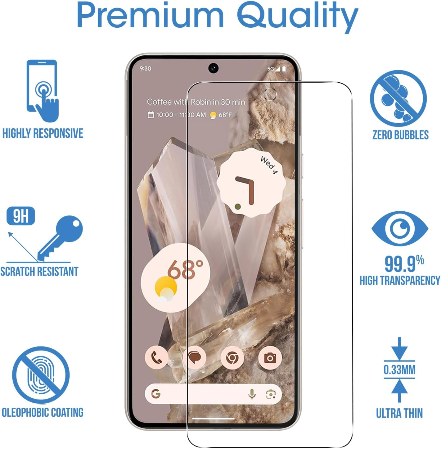 Amfilm 2+2 Pack Tempered Glass Screen Protector Guard for Google Pixel 8 Pro 6.7 Inch 2023 with Camera Lens Protector, 0.33Mm Thickness, HD Clear, Anti-Scratch, Bubbles-Free, Case Friendly image number 6