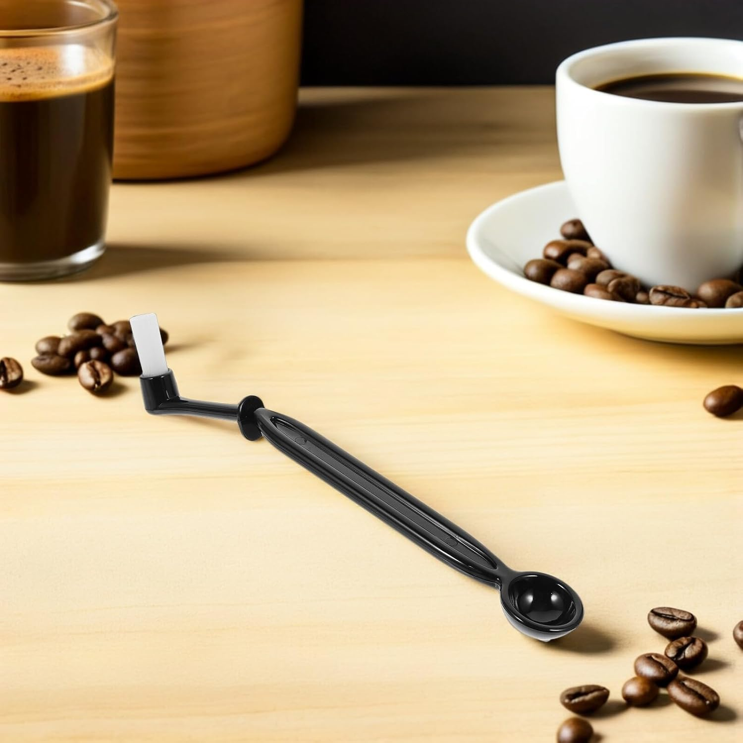 Happyyami 3Pcs Espresso Machine Cleaner Brush Set with Integrated Spoon for Targeted Cleaning of Coffee Makers Grinders Teapots Versatile Coffee Powder Removal Tool for Home Kitchen Use image number 1