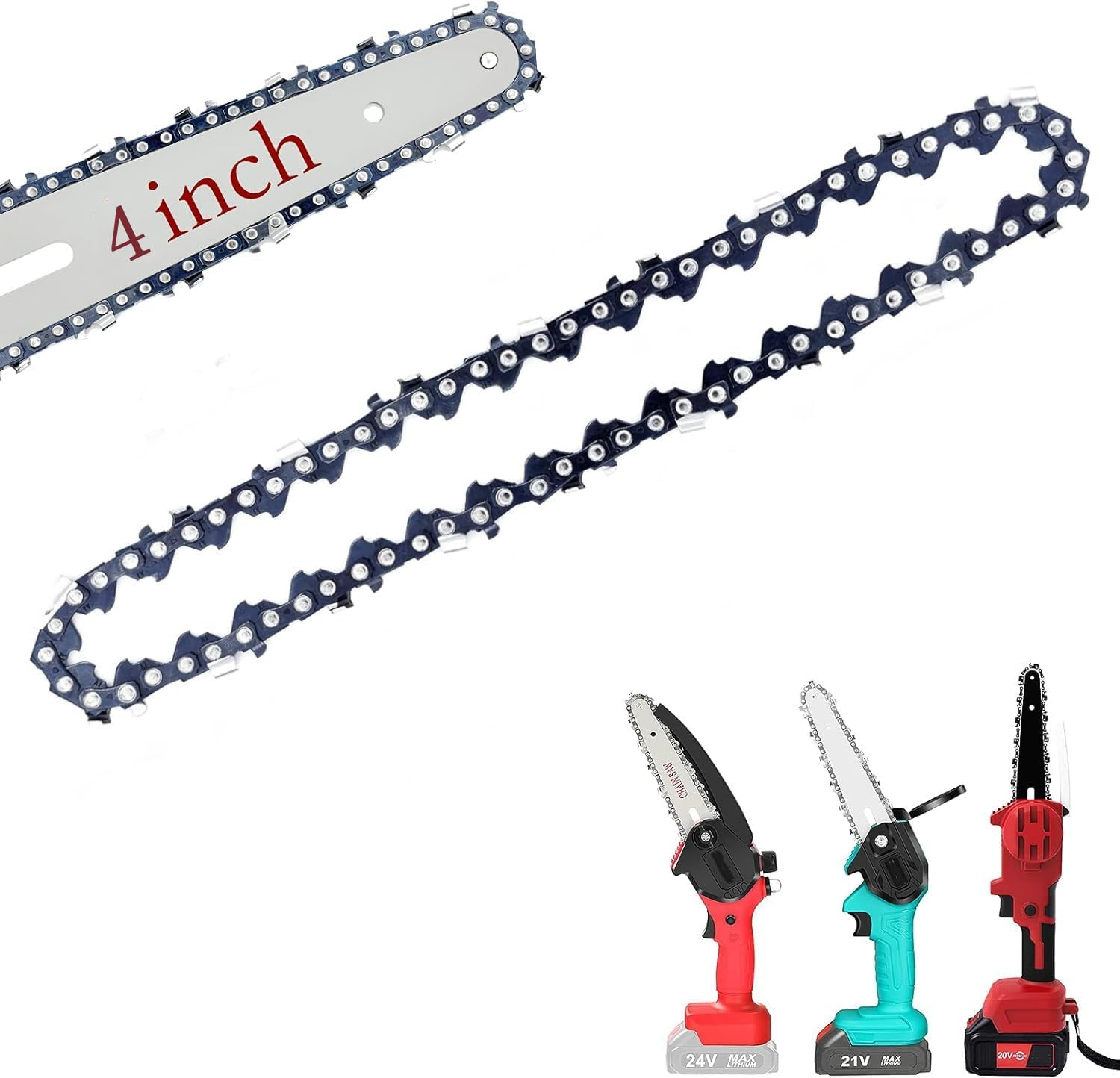 4 Inch 6 Inch Mini Chainsaw Chain, Replacement Chains for Cordless Handheld Mini Chainsaw, Guide Saw Chains for Pruning Shears and Wood Cutting (4 Inch) image number 5