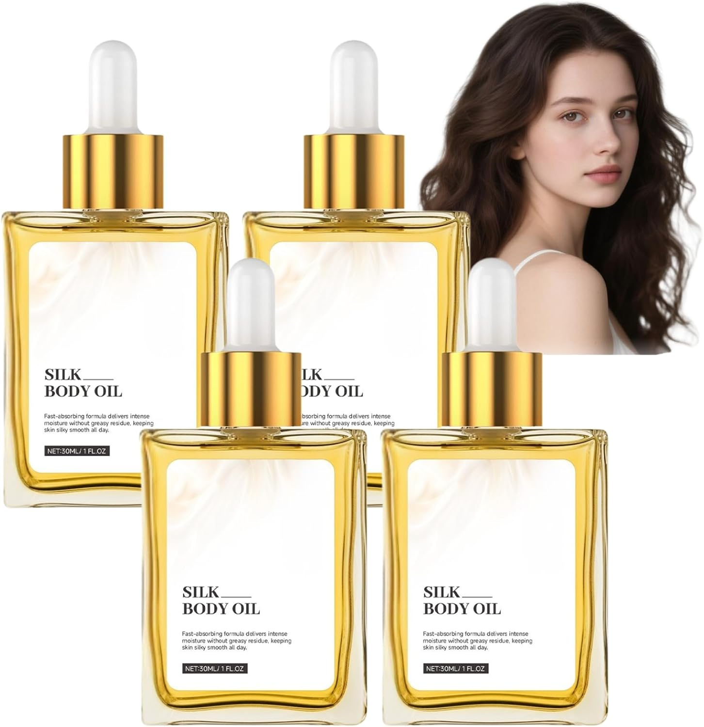 Gouda Silk Body Oil, Body Perfume Oil for Women, Bath & Shower Essential Oil for Smooth and Hydrated Skin, Refreshing Non-Greasy, Infused with Shea Butter, Coconut Oil, Vitamin E (2Pcs)