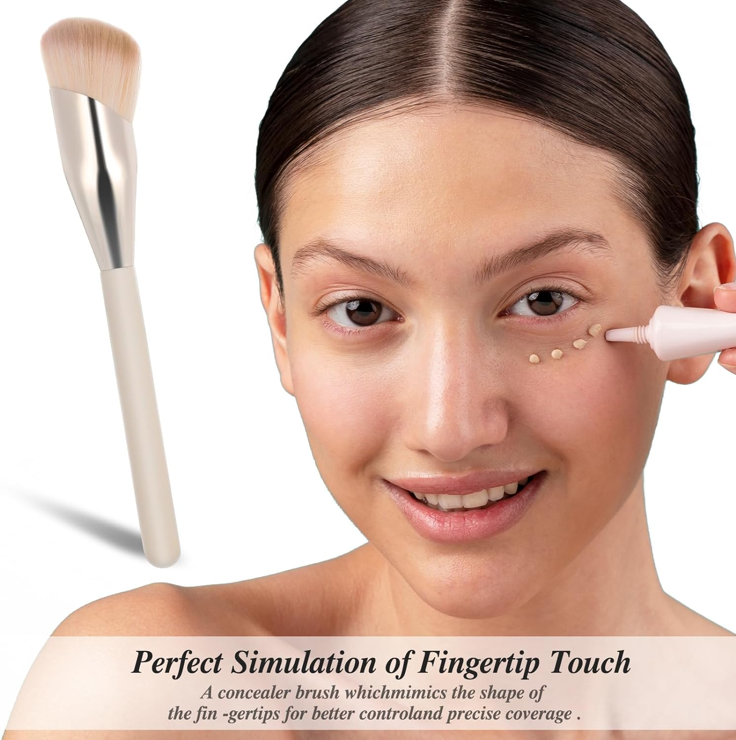 Bewudy 2 Pcs Concealer Brush, Angled Concealer Brushes for under Eye, Precision Face Blending Blush Brush, Foundation Concealer for Dark Circles, Make up Nose Contour Brush Applicator image number 3