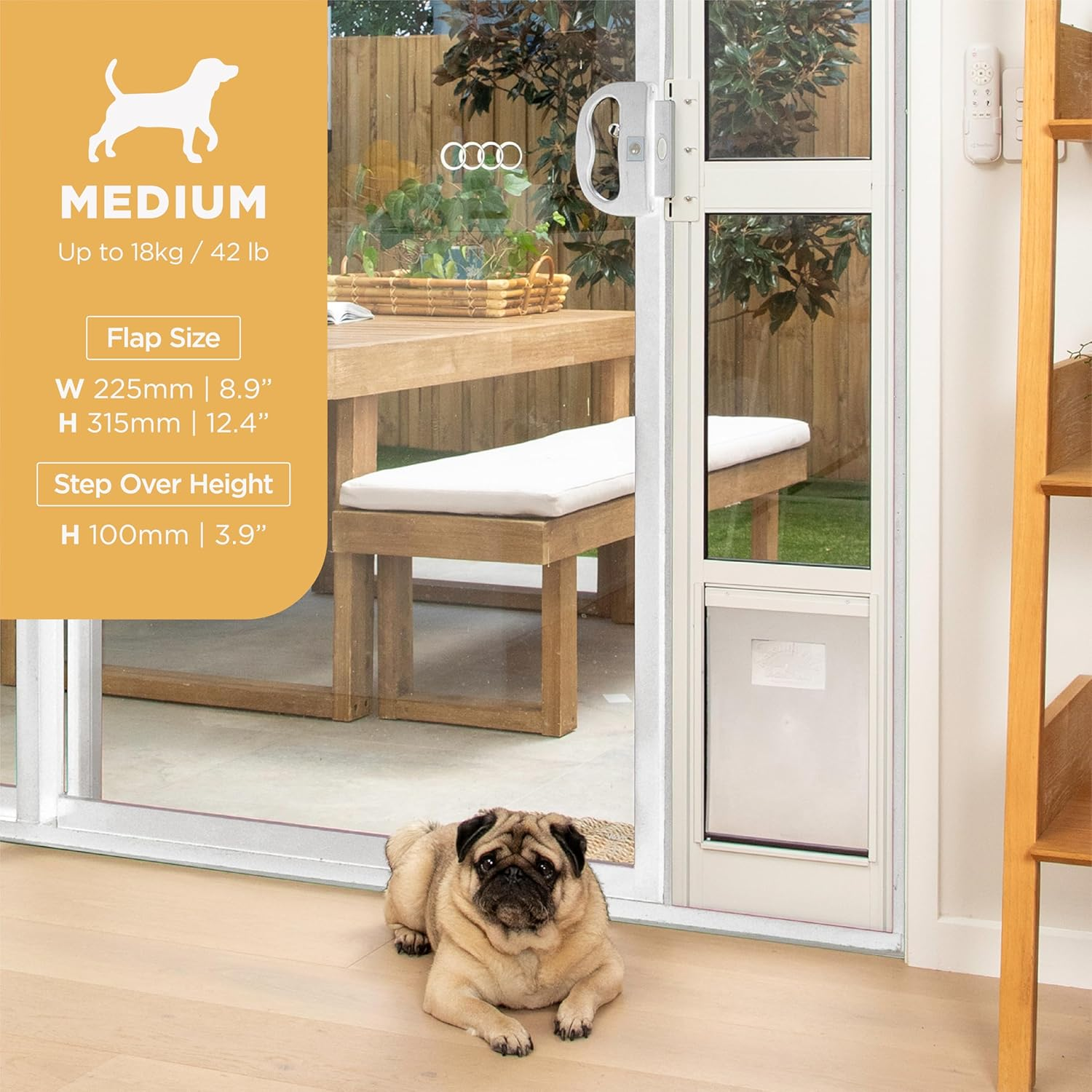 Medium White Glass Patio Pet Door image number 6