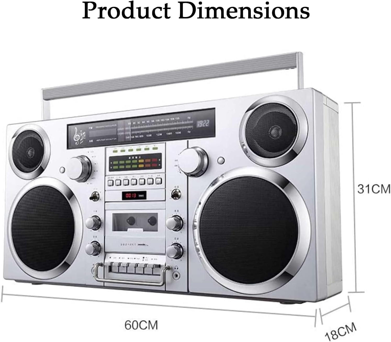 Retro Tape Player, Vintage Cassette Boombox with Hi-Fi Speaker, Cd/Usb/Cassette/Bluetooth/Aux, Bluetooth Connection, Headphone Jack, Old-Fashioned Recorder for Home, Beach image number 6