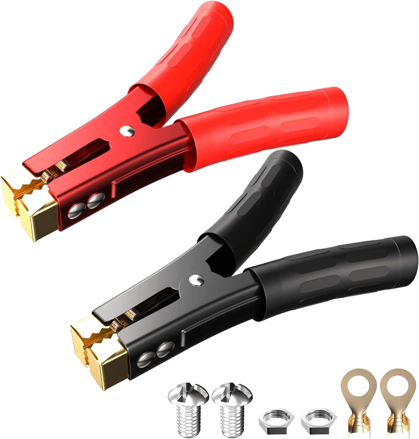 Goupchn Heavy Duty Crocodile Clamps Pure Copper 500A Car Battery Charger - 2PCS Power Replacement Battery Alligator Clips Jumper Cable Clamps Welder Clips for Car Automotive Vehicle Boat image number 1