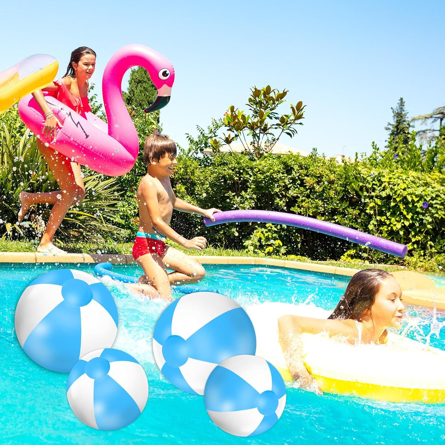 Whaline 5Pcs Inflatable Beach Ball 24 & 16 Inch round Pool PVC Balls Cute Game Toys image number 2