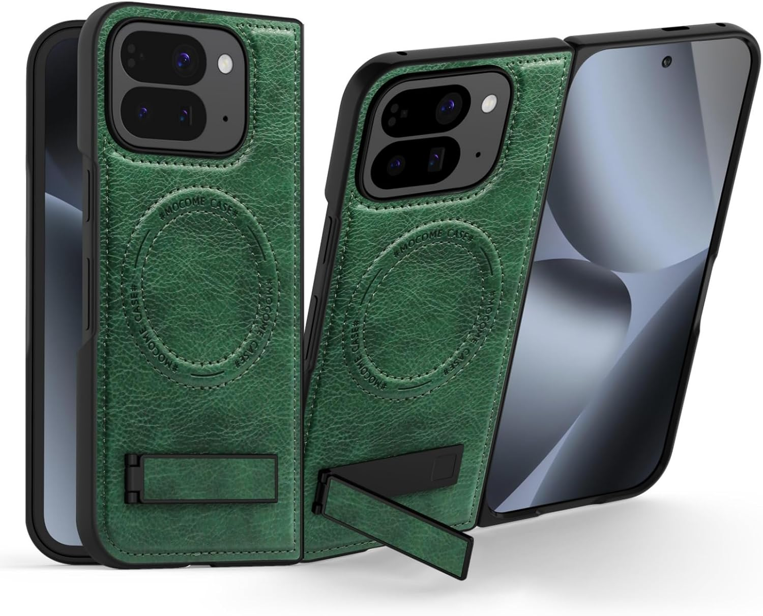 QYFCOU Magnetic Case for Google Pixel 10 Pro Fold - PU Leather Protective Cover with Stand, Compatible with Magsafe, Ultra-Thin Military Grade Shockproof and Scratch-Resistant (Black)