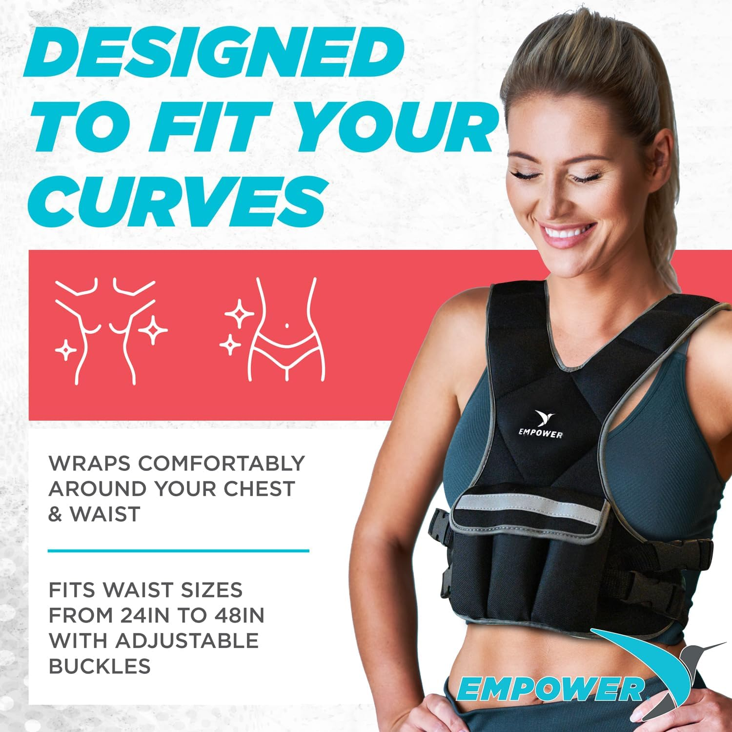 Empower Weighted Vest for Women - Ideal Body Vest for Adding Resistance Intensity to Workouts -Fixed 8Lbs or Adjustable 10 to 16Lbs image number 1