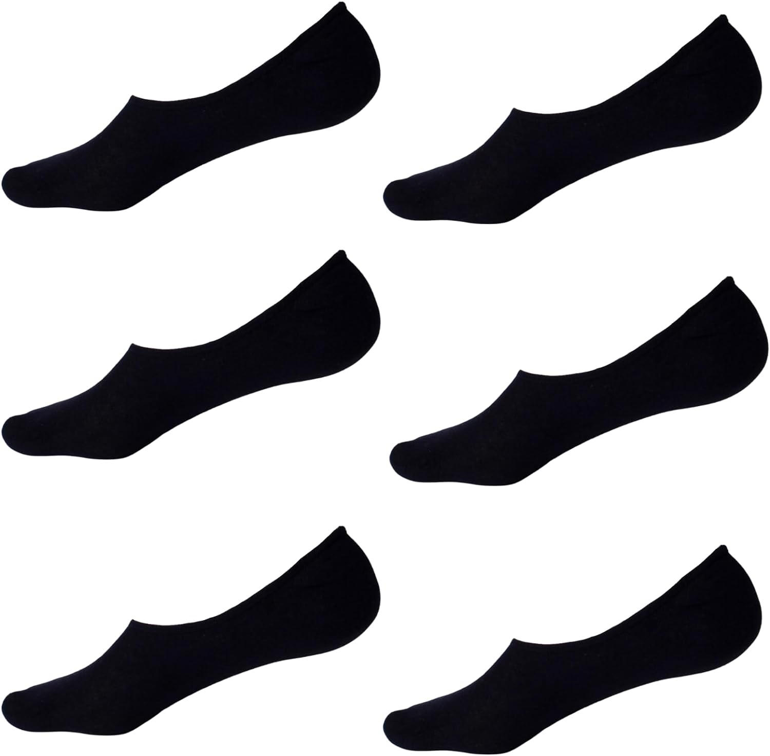 Heel Grip Invisible Footlet Seamless Cotton Socks, Beige, Size 2-8 (6 Pairs)