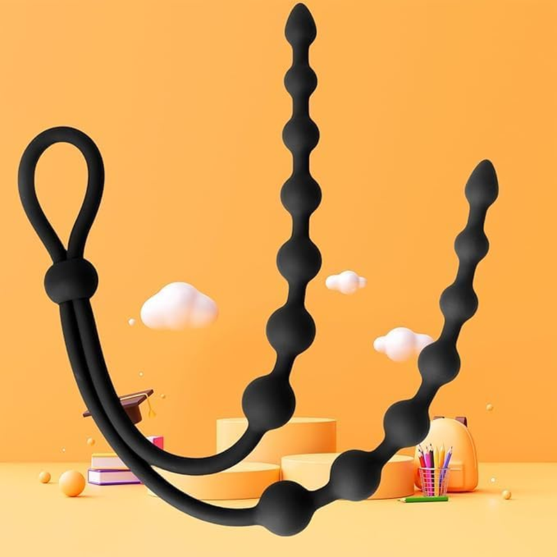 Silicone Anal Bead Anal Plug Cock Penis Ring Adjustable Delay Head Glans Ring Male Masturbation with Multi-Function Anal Chain Beads Fetish Sex Toys image number 5